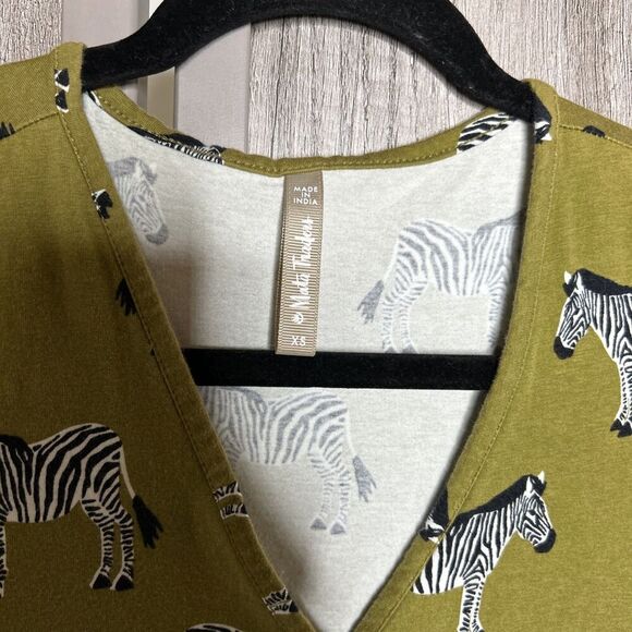 Mata Traders Dress Zebra Print Short V Neck Cotton Size XS - Picture 2 of 7